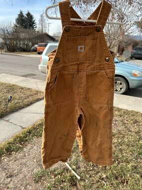 Carhartt Kids' Brown Canvas Overalls size 24 months